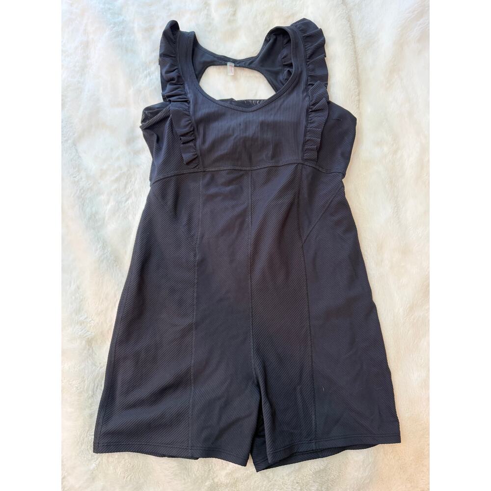 Free People Movement Ruffle Me Up Romper in Black